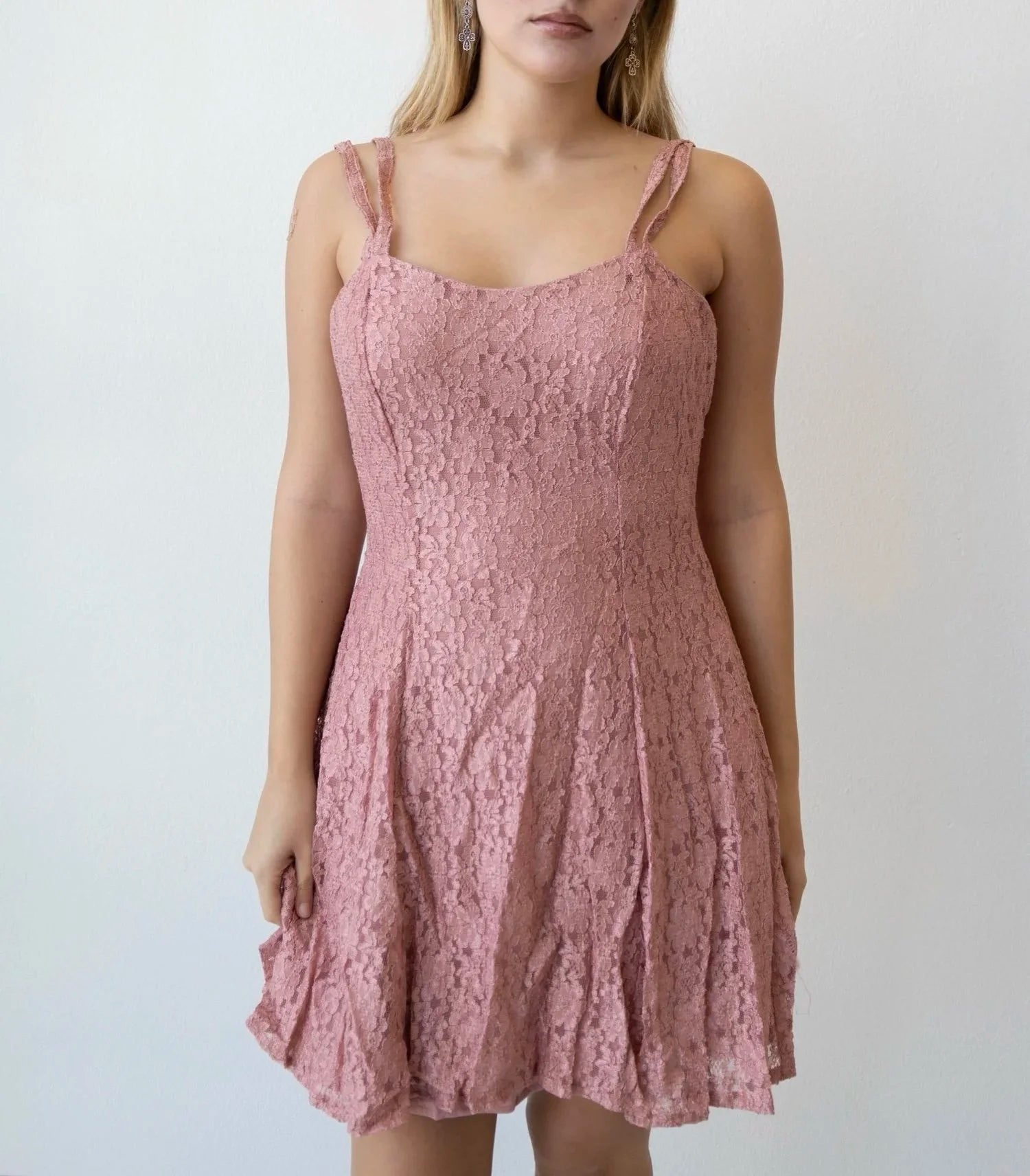 Dusty Pink Lace Dress (Small)