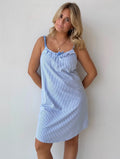 Blue Pinstripe Mini Pajama Dress (Small)