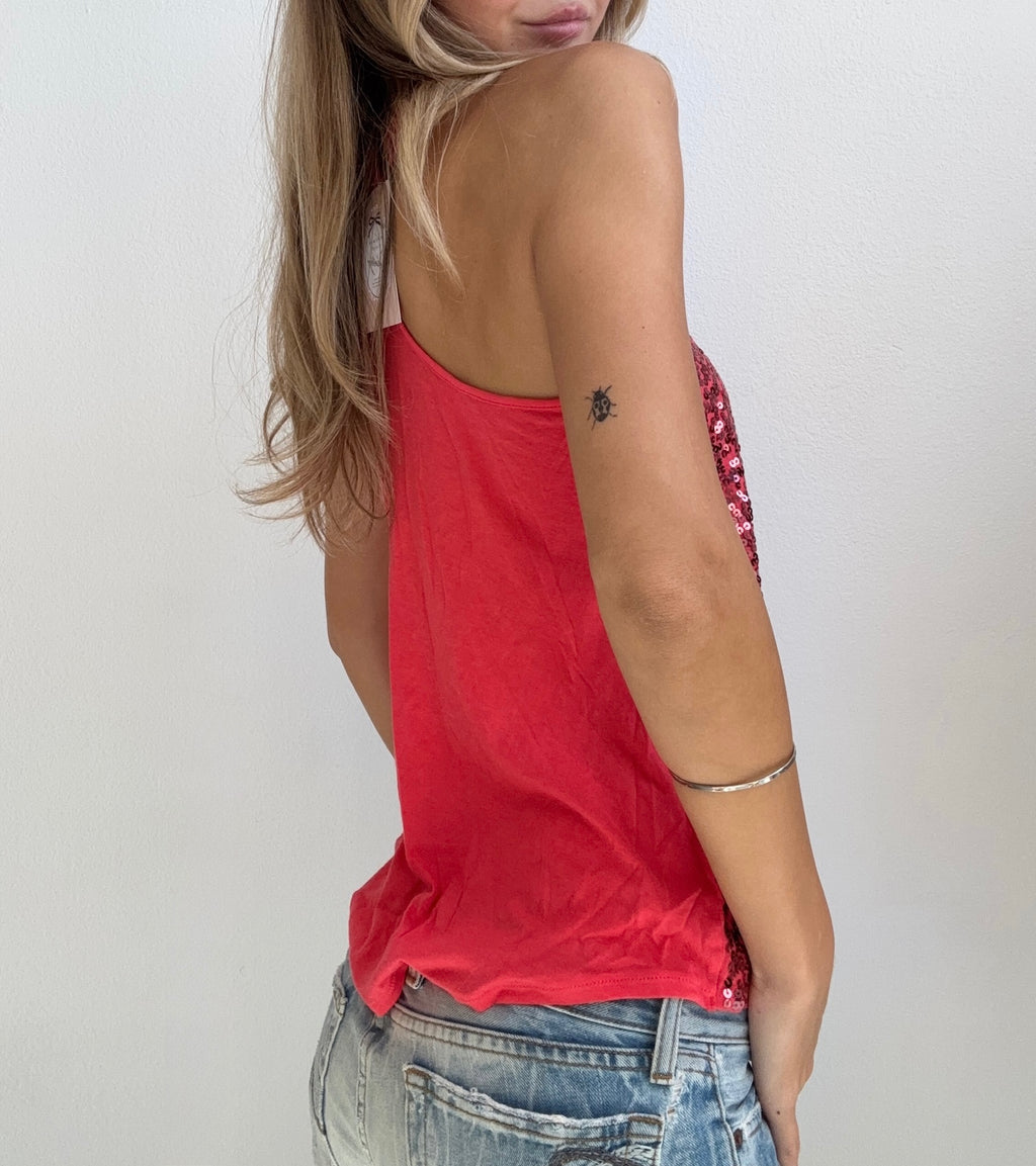Pink Sequin Tank Top (Small)