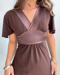 Chocolate Brown Empire Mini Dress (Small)