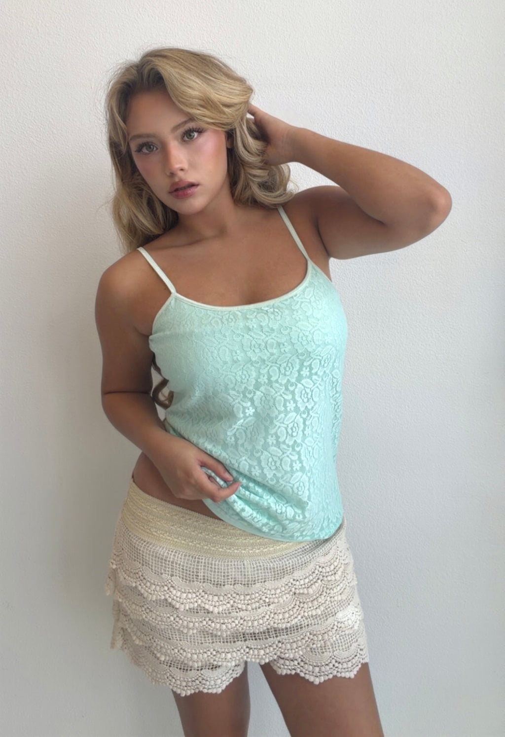Mint Lace Camisole Top (Large)