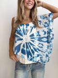 Blue Tie Dye Rhinestone Top (Small)