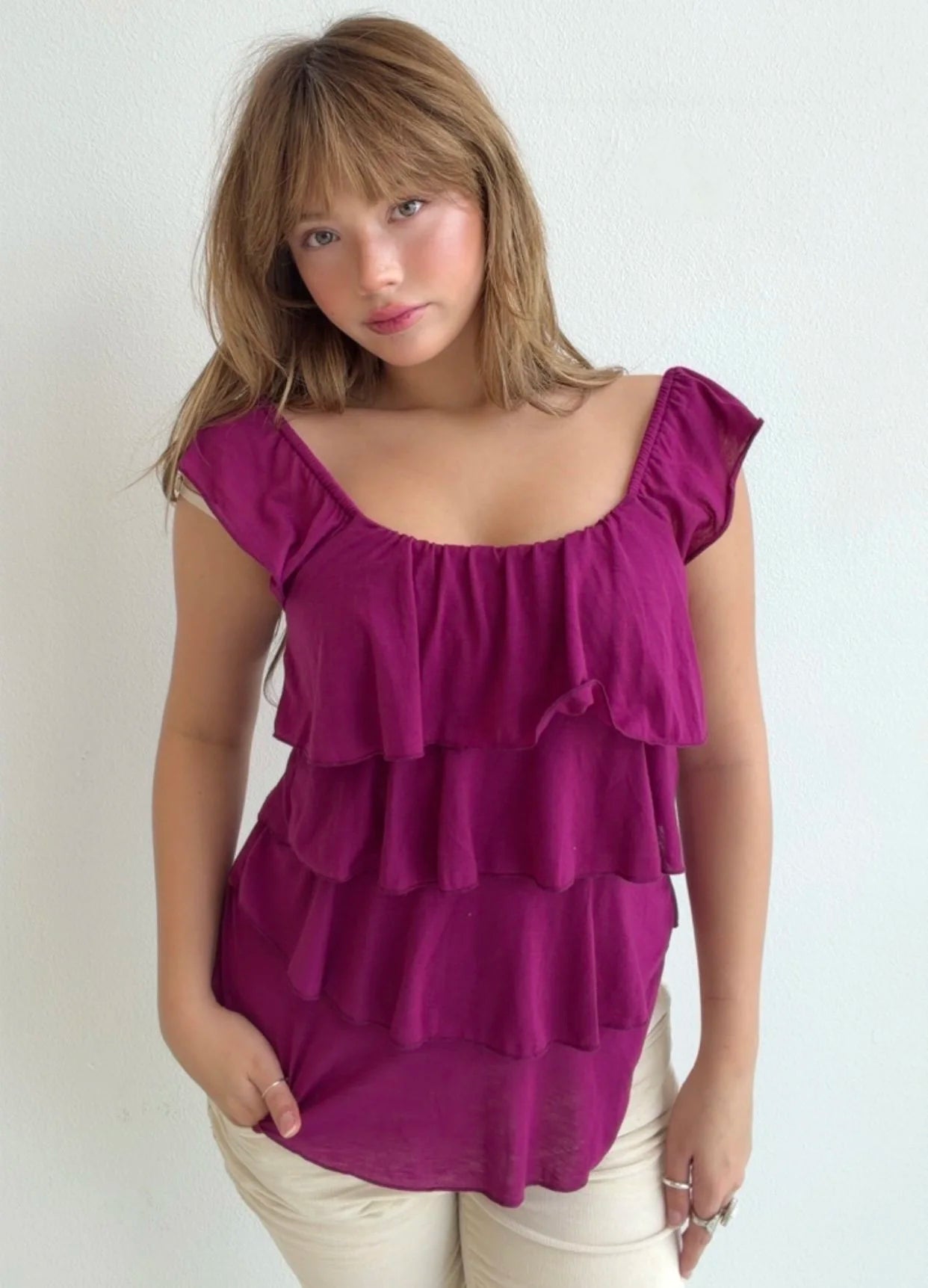 Raspberry Ruffle Romance Top (Small)