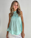 Mint Lace High Neck Tank (Small)