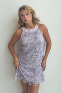 Lavender Daisy Crochet Mini Dress (Small)