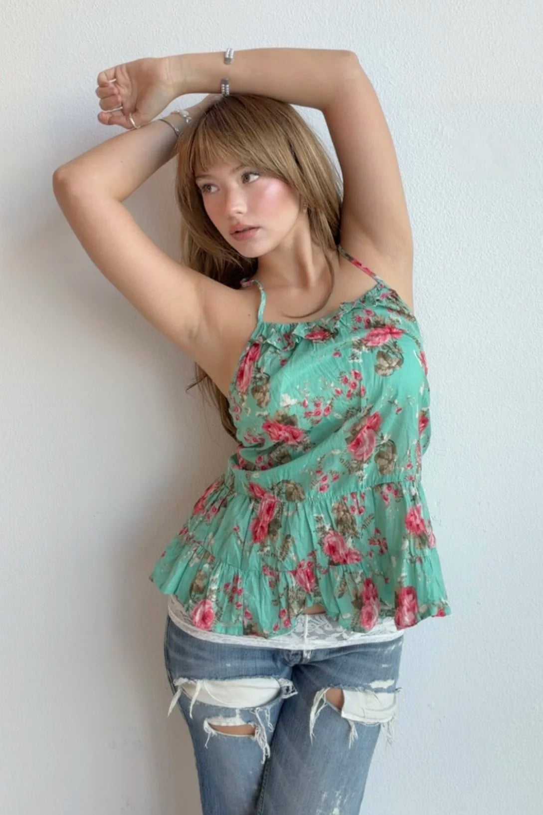 Floral Mint Green Cami Top (Small)