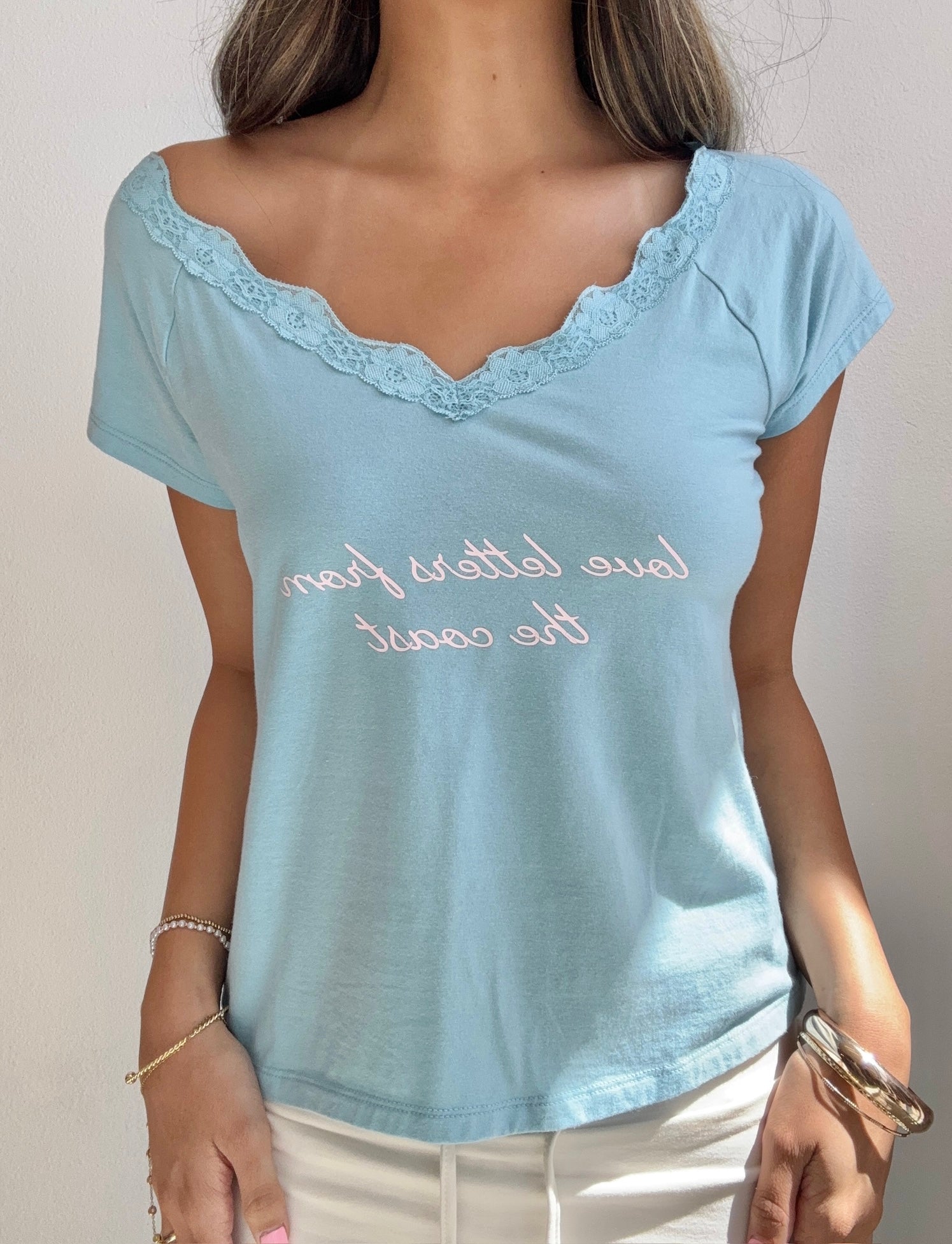 Love Letters From the Coast Baby Tee (Medium)