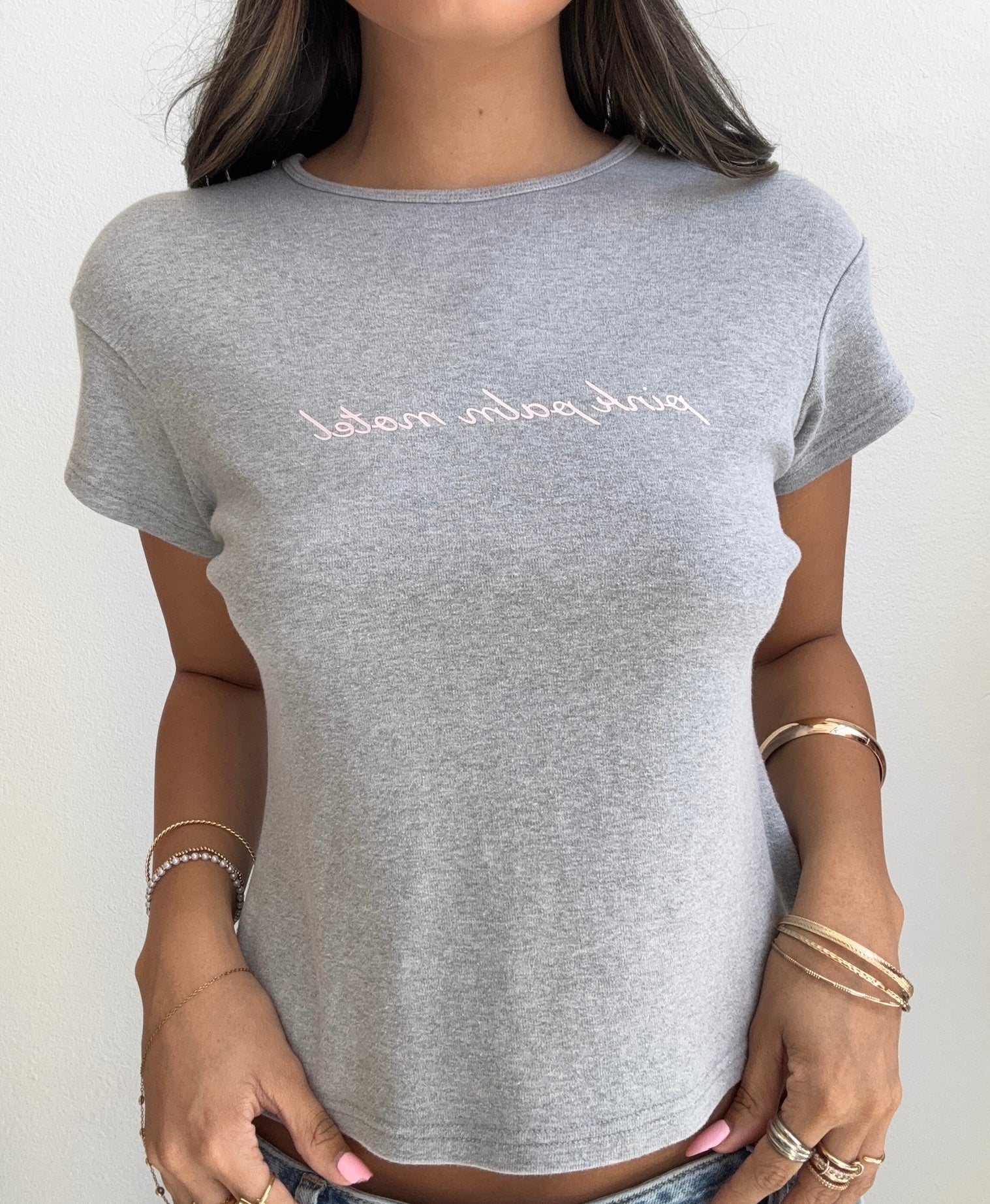 Pink Palm Motel Baby Tee (Medium)