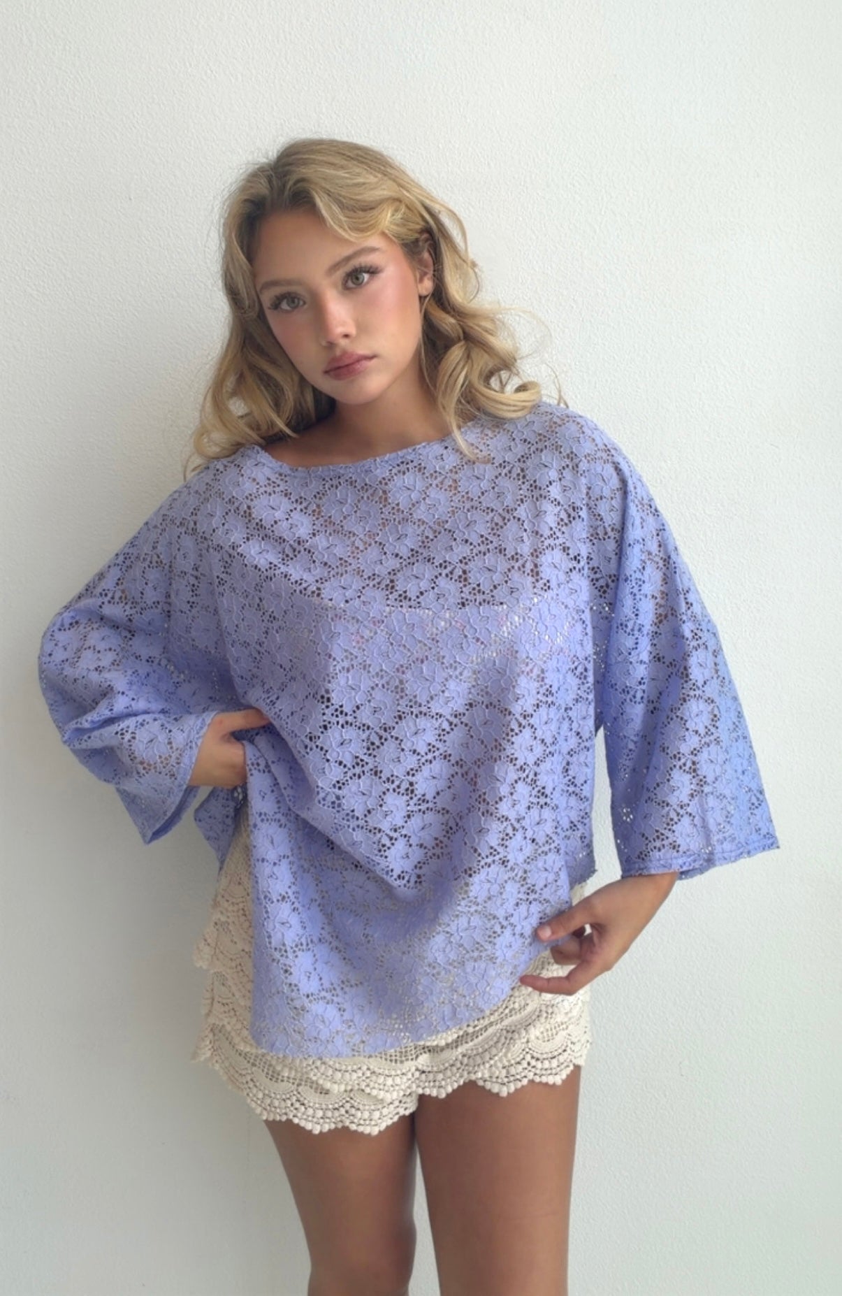 Lavender Lace Poncho Top (Medium)