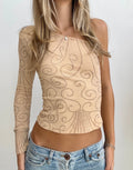 One Shoulder Rhinestone Swirl Top (X-Small)
