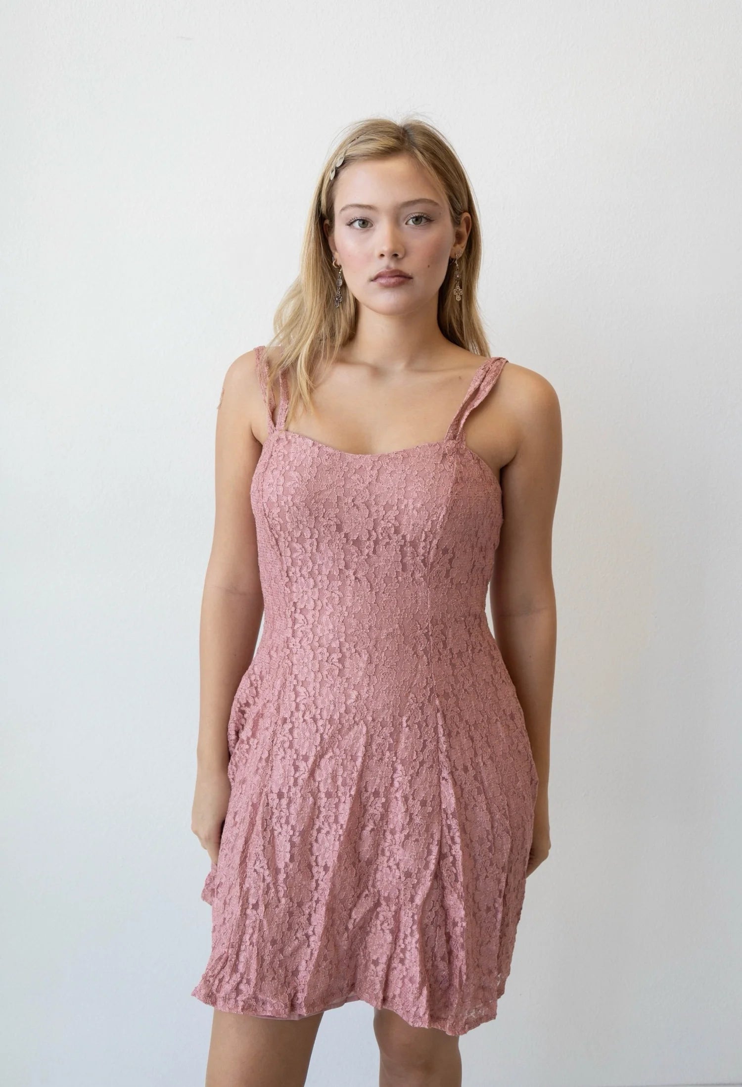 Dusty Pink Lace Dress (Small)