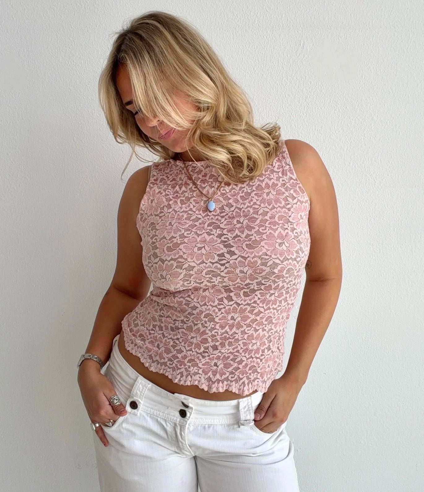Pink Lace 90’s Coquette Top (Medium)