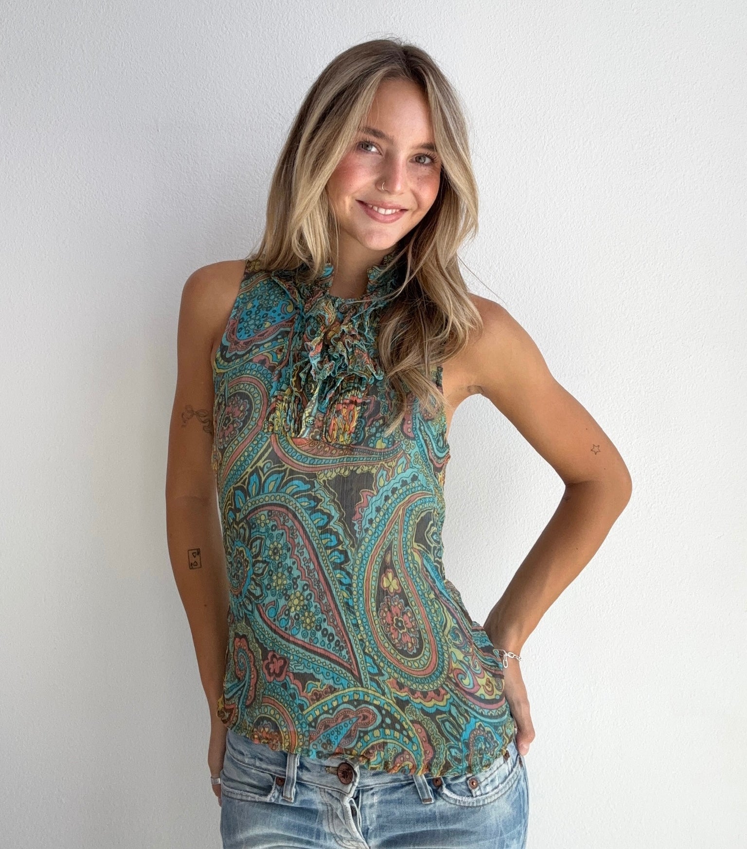 Paisley Mock Neck Top (Medium)