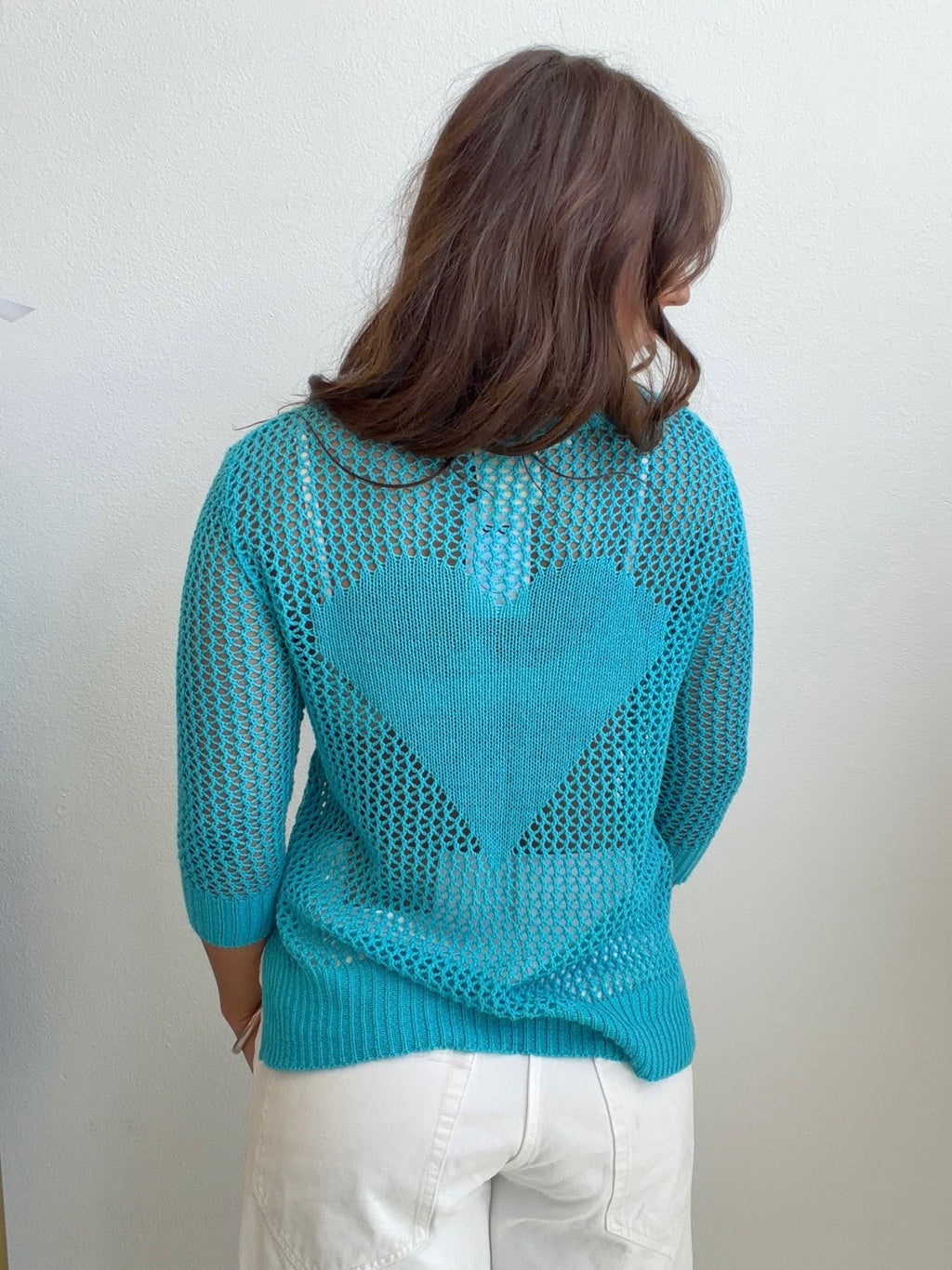 Turquoise Open Knit Sweater (Small)