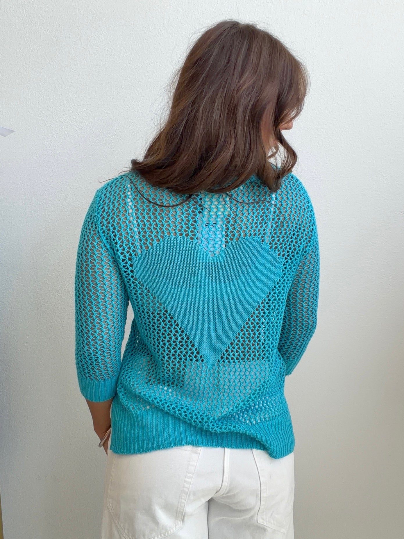 Turquoise Open Knit Sweater (Small)