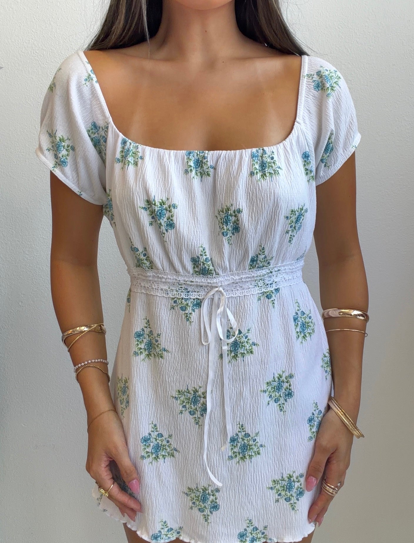 Blue Floral Floral Empire Top (L/XL)