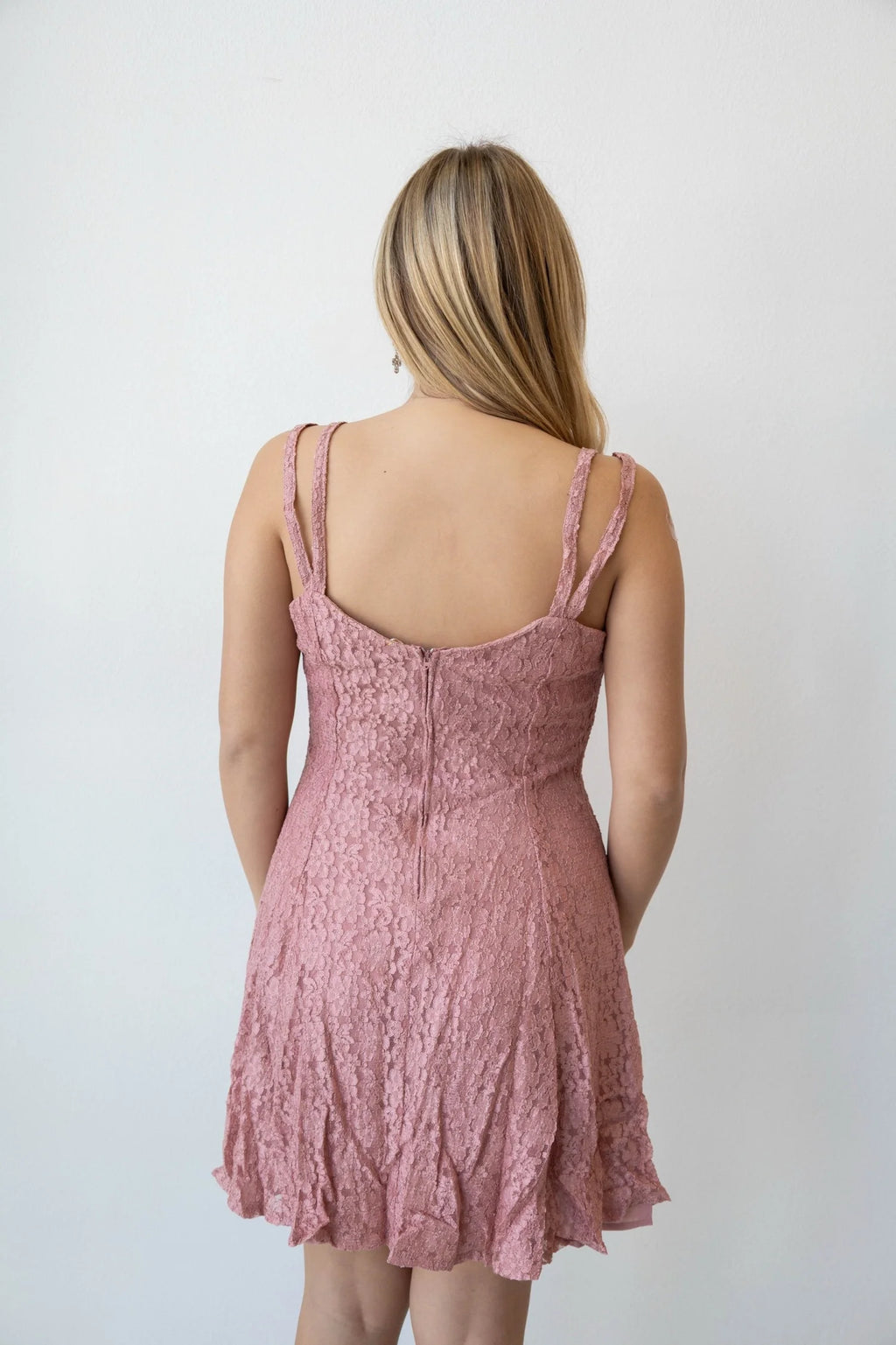 Dusty Pink Lace Dress (Small)
