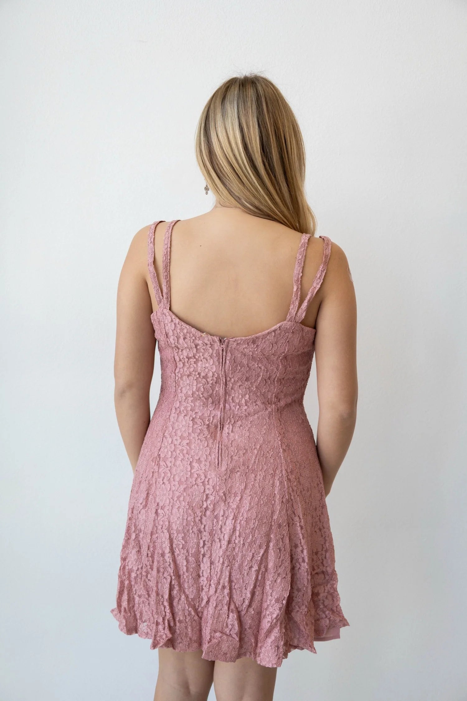 Dusty Pink Lace Dress (Small)