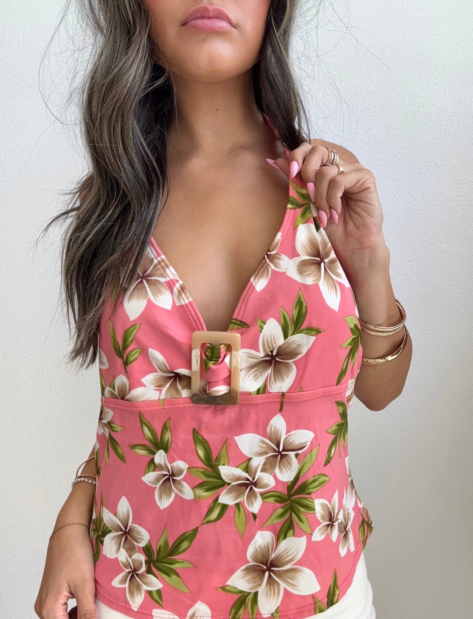 Pink Tropical Halter Top (Medium)
