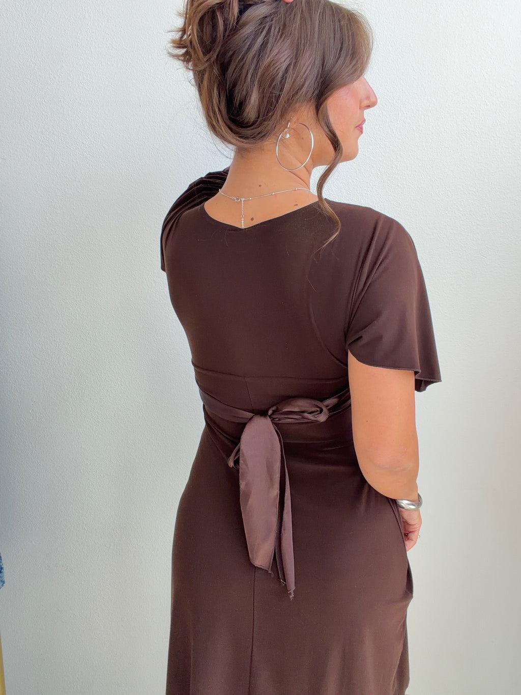 Chocolate Brown Empire Mini Dress (Small)