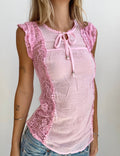 Pink Lace Tie Top (Small)