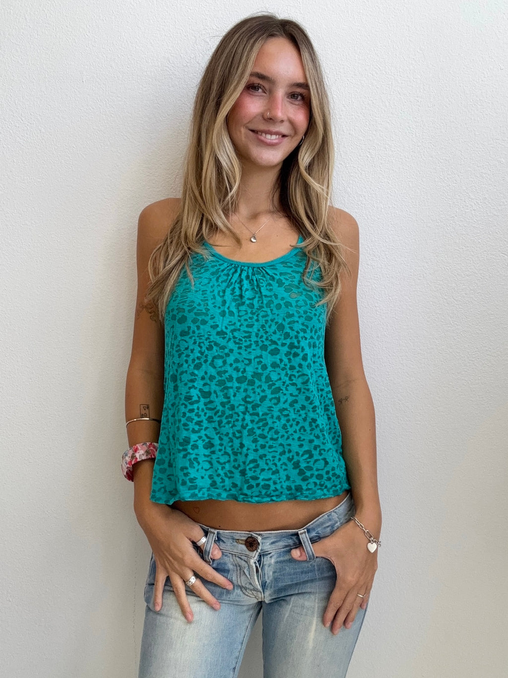 Teal Leopard Tank (Small)