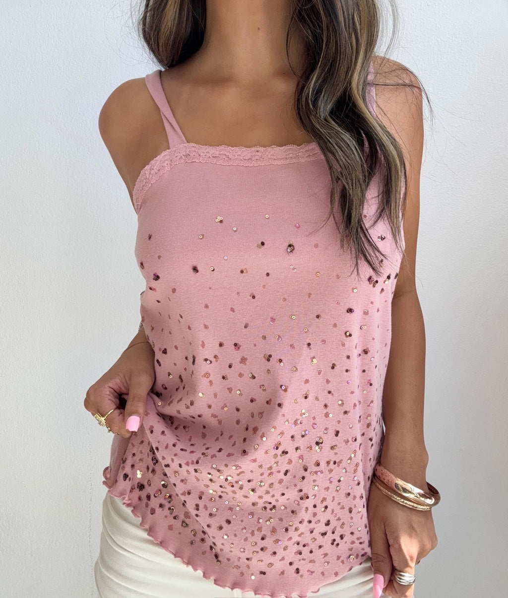 Mauve Pink Sequin Cami (Large)