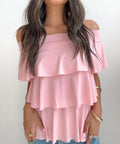 Pink Off Shoulder Ruffle Top (Large)