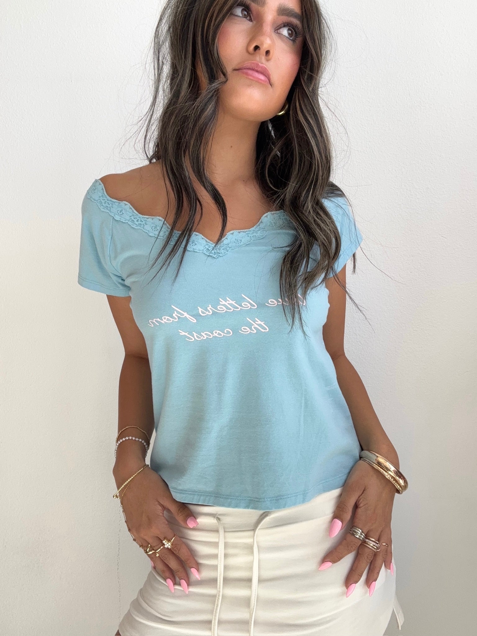 Love Letters From the Coast Baby Tee (Medium)