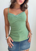 Sage Lace Trim Cami (Small)