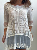 Ivory Lace Mesh Tunic Top (Small)