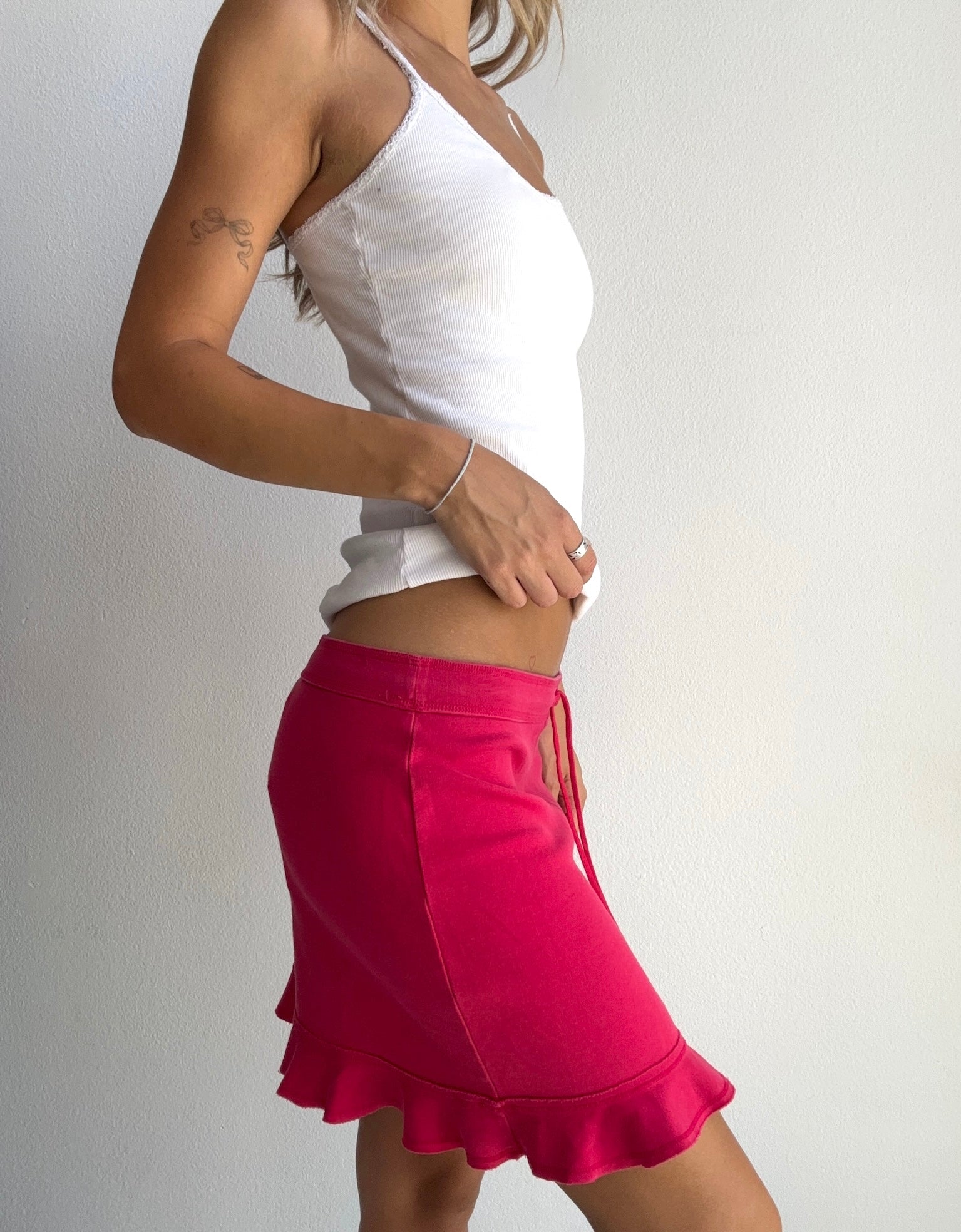 Hot Pink Ruffle Mini Skirt (Medium)