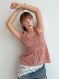 Dusty Rose Empire Vintage Blouse (Medium)