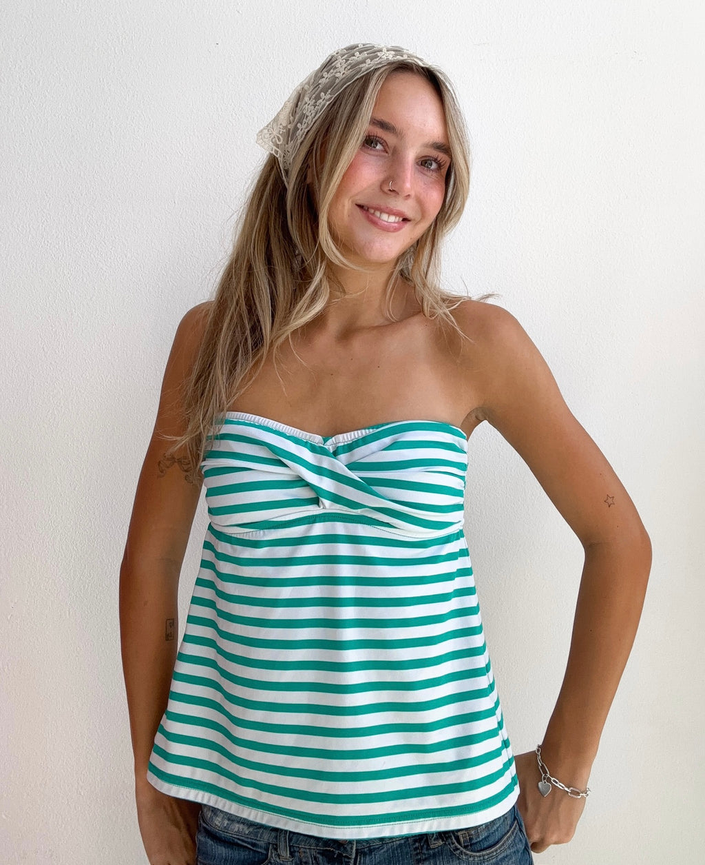 Seaside Stripe Babydoll Tube Top (Medium)