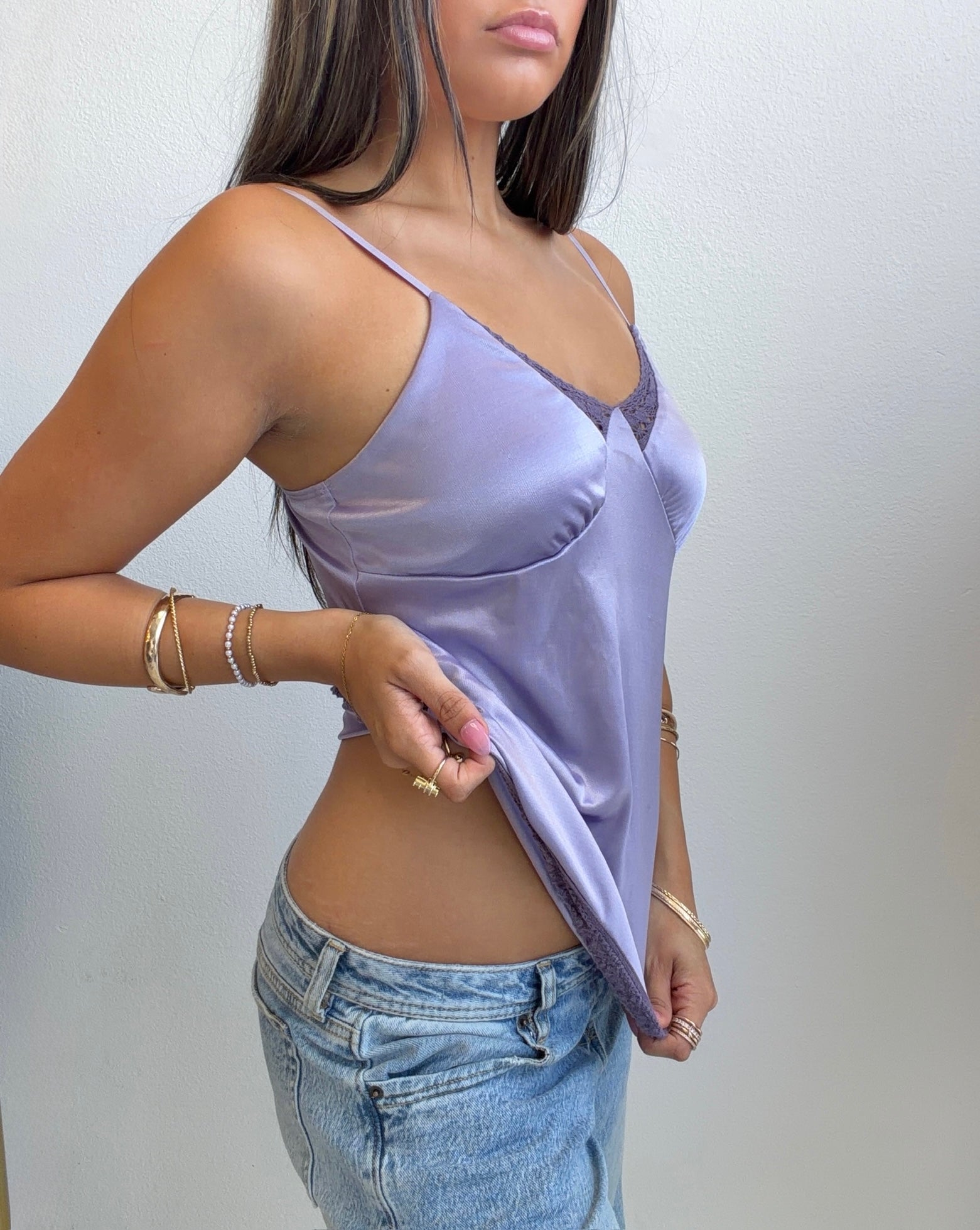 Lavender Satin Lace Cami (Small)