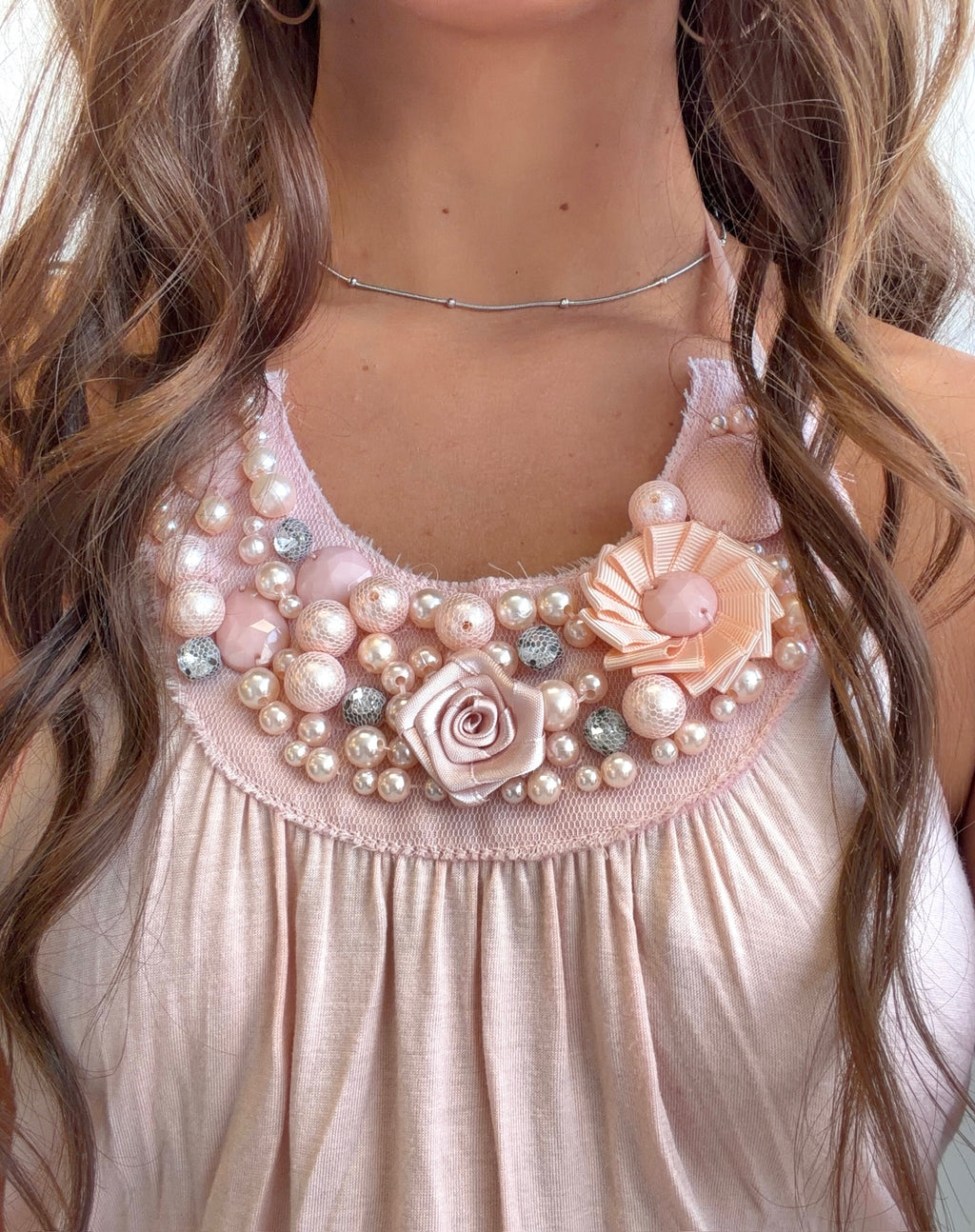 Blush Pearl Embellished Tank (XS/S)