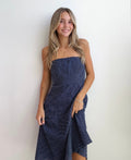 Navy Polka Dot Midi Dress (Small)