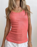 Coral Shimmer Ribbed Tank (Small)