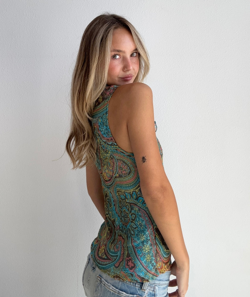 Paisley Mock Neck Top (Medium)