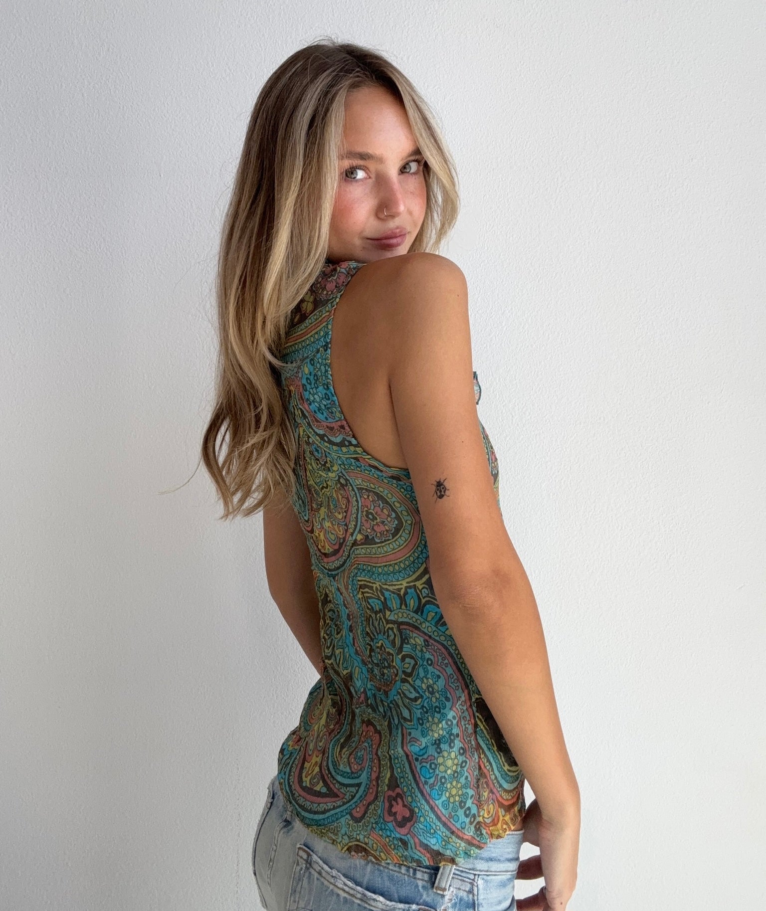 Paisley Mock Neck Top (Medium)
