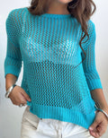 Turquoise Open Knit Sweater (Small)