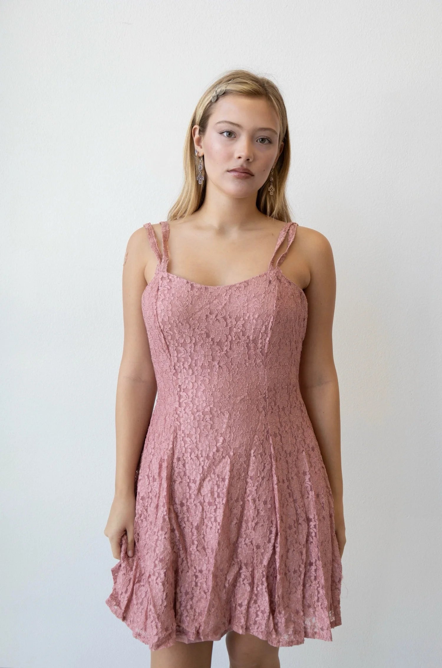 Dusty Pink Lace Dress (Small)