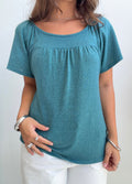 Teal Metallic Knit Short Sleeve Top (Small)