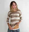 Knit Sequin Striped Sweater Top (Extra Small)