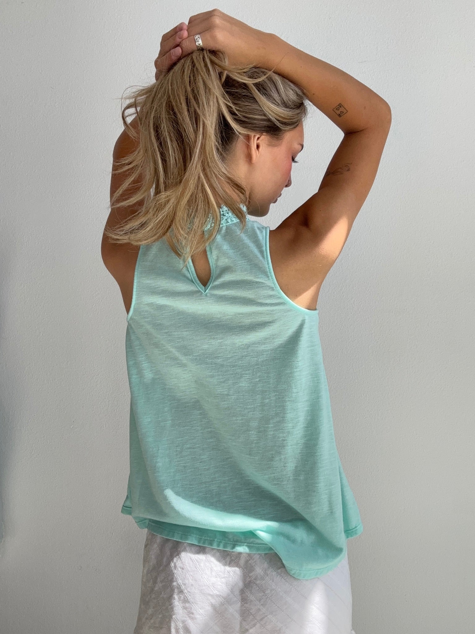 Mint Lace High Neck Tank (Small)