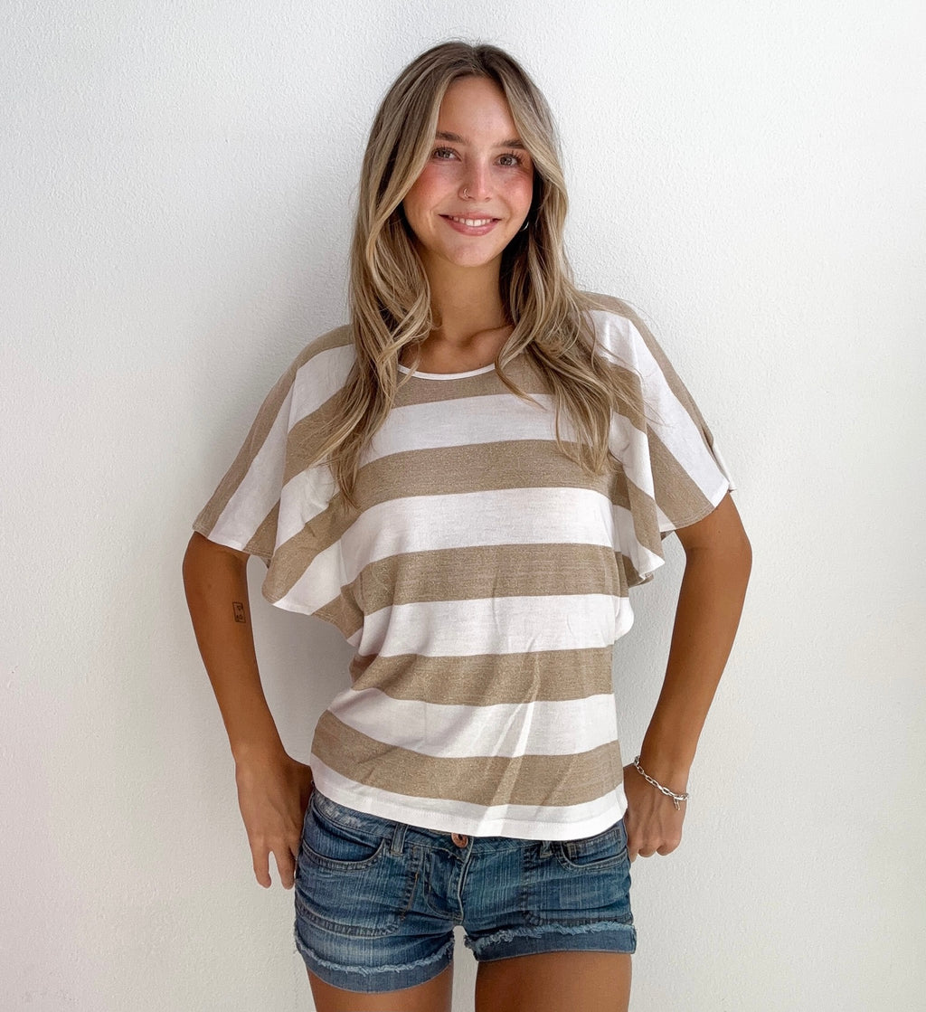 French Riviera Flutter Sleeve Top (Small)