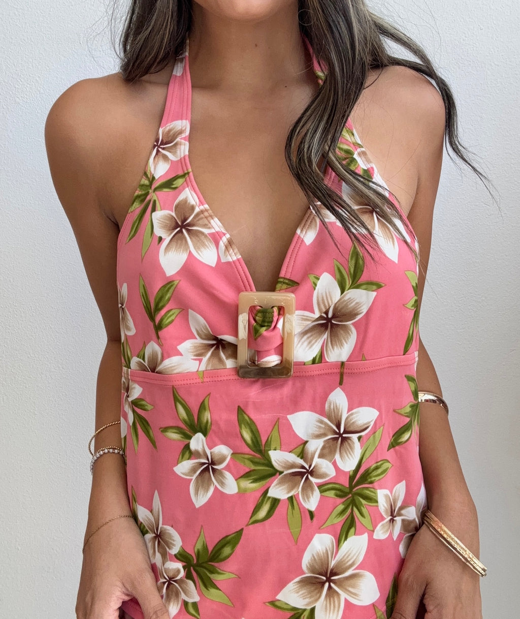 Pink Tropical Halter Top (Medium)