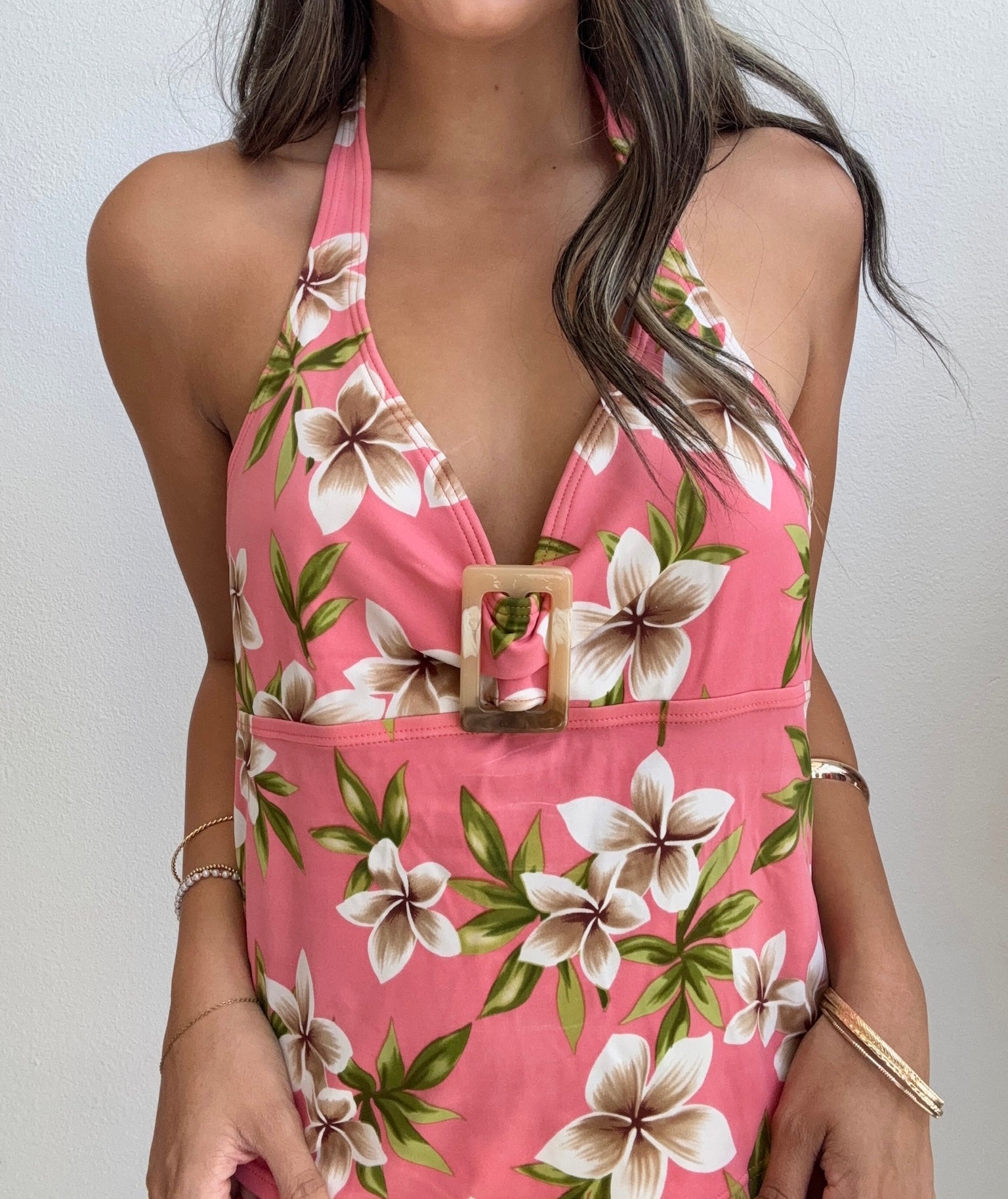 Pink Tropical Halter Top (Medium)