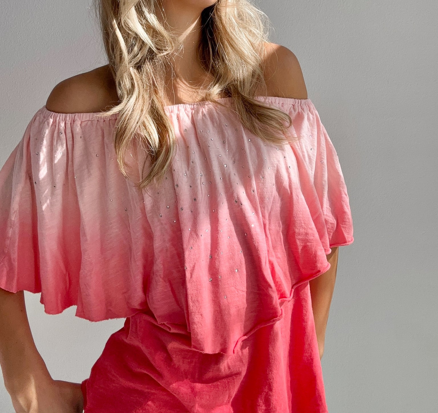 Pink Ombre Off Shoulder Top (Medium)