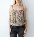 Floral Brown Camisole Ruffle Top (Small)